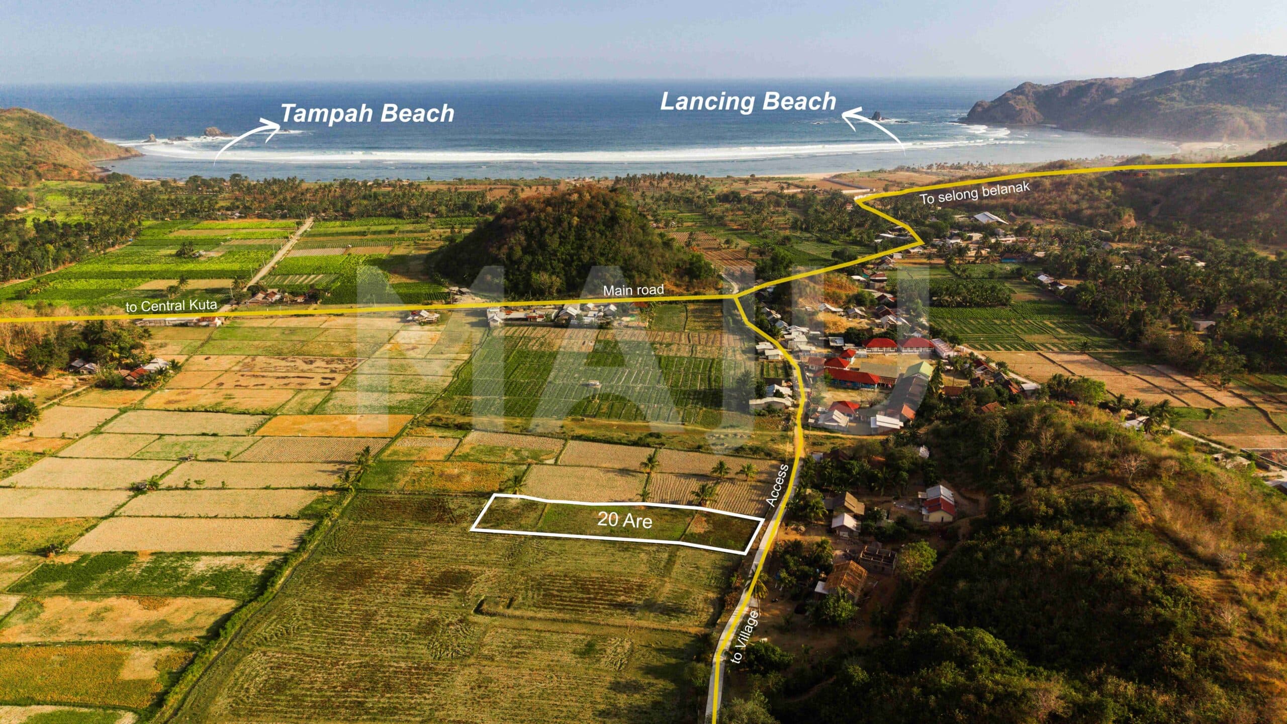 20 are flat land for sale near Tampah & Lancing Beach, Central Lombok