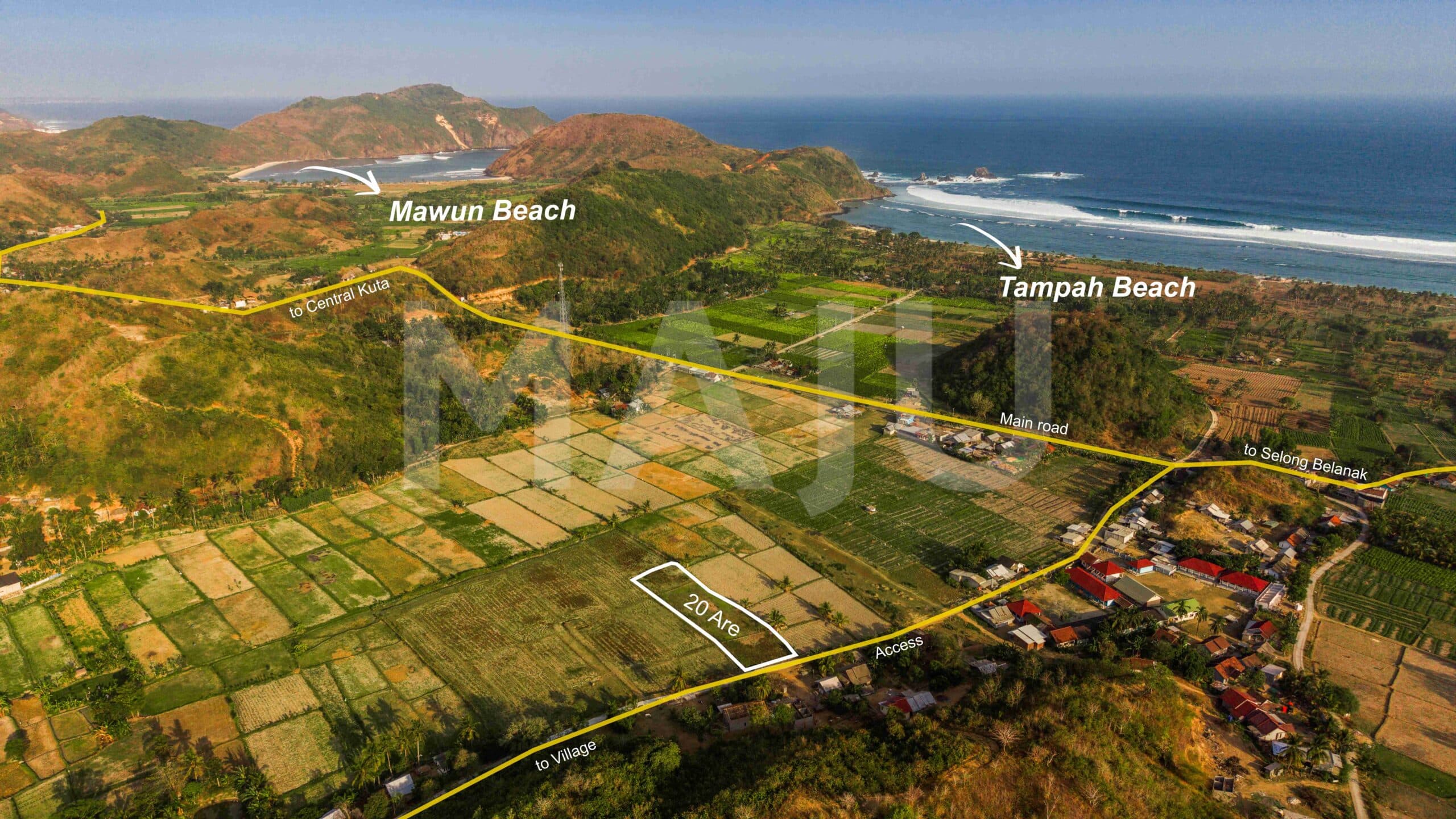 20 are flat land for sale near Tampah & Lancing Beach, Central Lombok